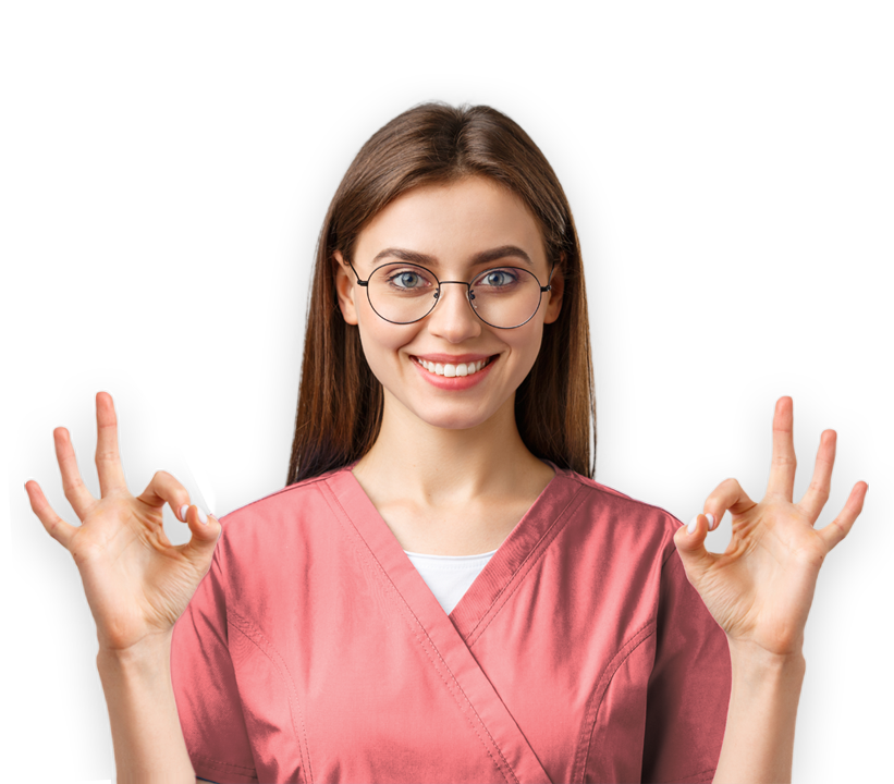 Healthcare Worker in Pink Dress